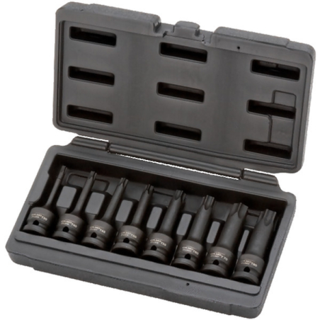 Jeu 9 douilles à choc torx 1/2" T30 - T40 - T45 - T50 - T55 - T60 - T70 - T80