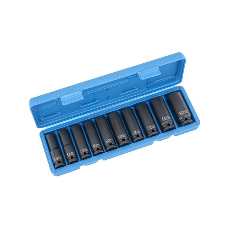 Jeu 10 douilles à choc 6 pans 1/2" 13 - 14 - 15 -16 - 17 - 18 - 19 - 21 - 22 - 24mm
