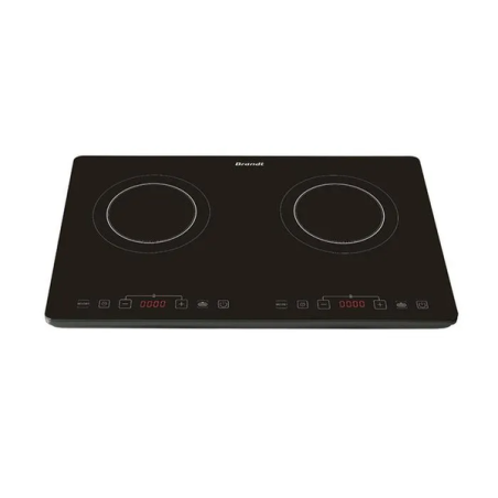 Table de cuisson induction encastrable 2 feux 60x38x4.5cm 3400w noir - Brandt TI2SLIM1