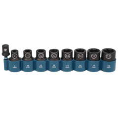 Jeu de 8 Douilles 6 pans 1/2" 8-10-12-13-14-15-17-18mm L.38mm + adaptateur 1/4" Makita