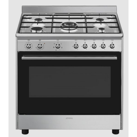 Cuisinière à gaz 5 feux + four 115L 90x60cm SMEG