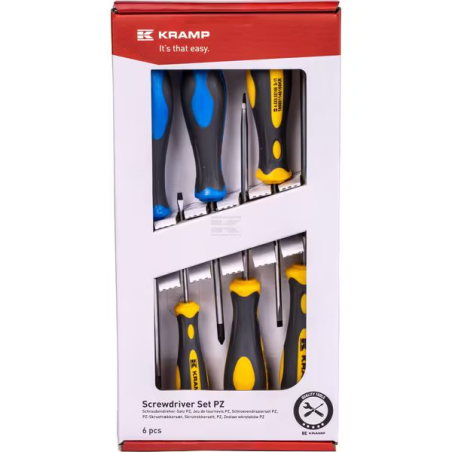 Jeu de 6 tournevis fente + pz Kramp