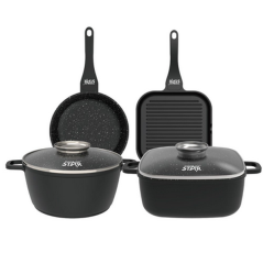 Set 2 poeles 24cm + 2 casseroles  24cm et 28cm