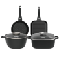 Set 2 poeles 24cm + 2 casseroles  24cm et 28cm