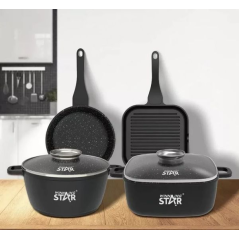 Set 2 poeles 24cm + 2 casseroles  24cm et 28cm
