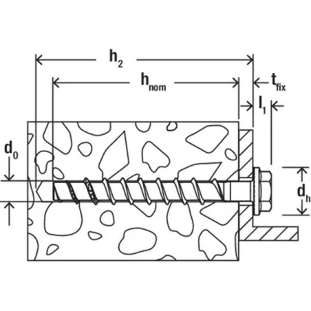 Vis à béton UltraCut FBS II 10x80mm 25/15/- US à tête hexagonale