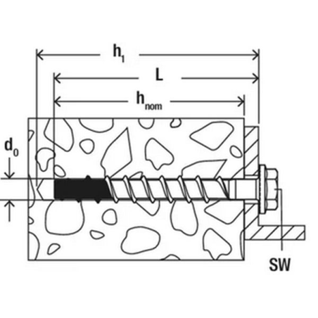 Vis à béton UltraCut FBS II 6 x 40/5 US à tête hexagonale