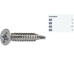 Vis autoforeuse / autoperceuse tête fraisée cruciforme acier zingué 3.5x22mm X200