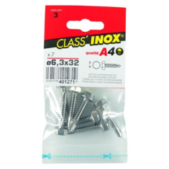 Vis tôle autoforeuse / autoperceuse tête hexagonale inox a4 6.3x32mm x7