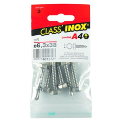 Vis tôle autoforeuse / autoperceuse tête hexagonale inox a4 6.3x38mm x6