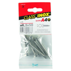 Vis tôle autoforeuse / autoperceuse tête hexagonale inox a4 6.3x50mm x5