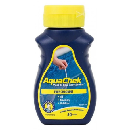 Testeur chlore + PH + alcalinité + acide cyanurique pour piscine bandelettes x50