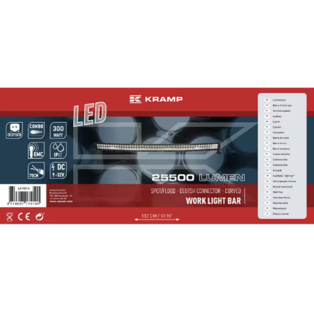 Barre lumineuse travail LED 300W 25500LM 1306x57mm