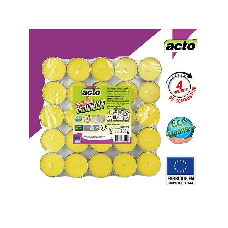 Bougie mini citronelle x25