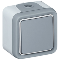 Interrupteur va-et-vient IP55 Plexo gris