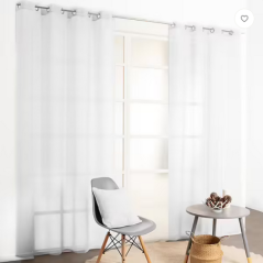 Voilage 140x240cm effet coton blanc