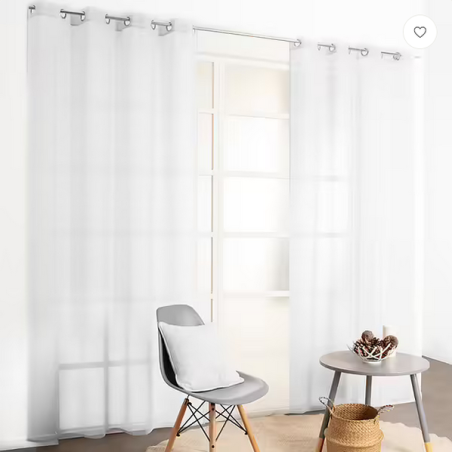 Voilage 140x240cm effet coton blanc