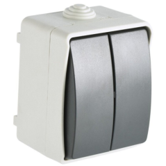 Interrupteur double va-et-vient IP54 Aquatop noir