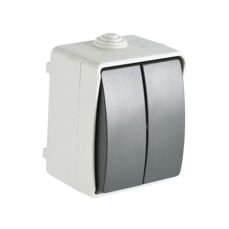 Interrupteur double va-et-vient IP54 Aquatop noir