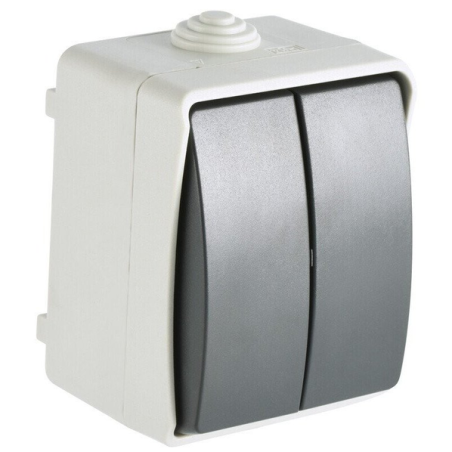 Interrupteur double va-et-vient IP54 Aquatop noir