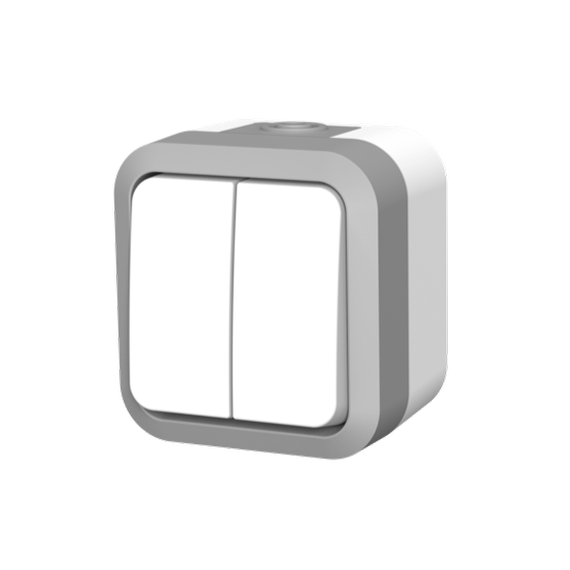 Interrupteur double va-et-vient IP55 Hypro blanc/gris