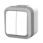 Interrupteur double va-et-vient IP55 Hypro blanc/gris