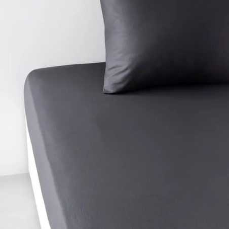 Drap housse 160x200+30cm fusain 57 fils