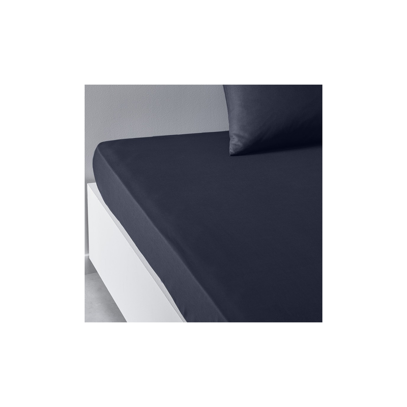 Drap housse 160x200+30cm navy 57 fils
