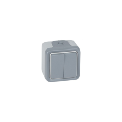 Interrupteur double va-et-vient IP55 Plexo gris