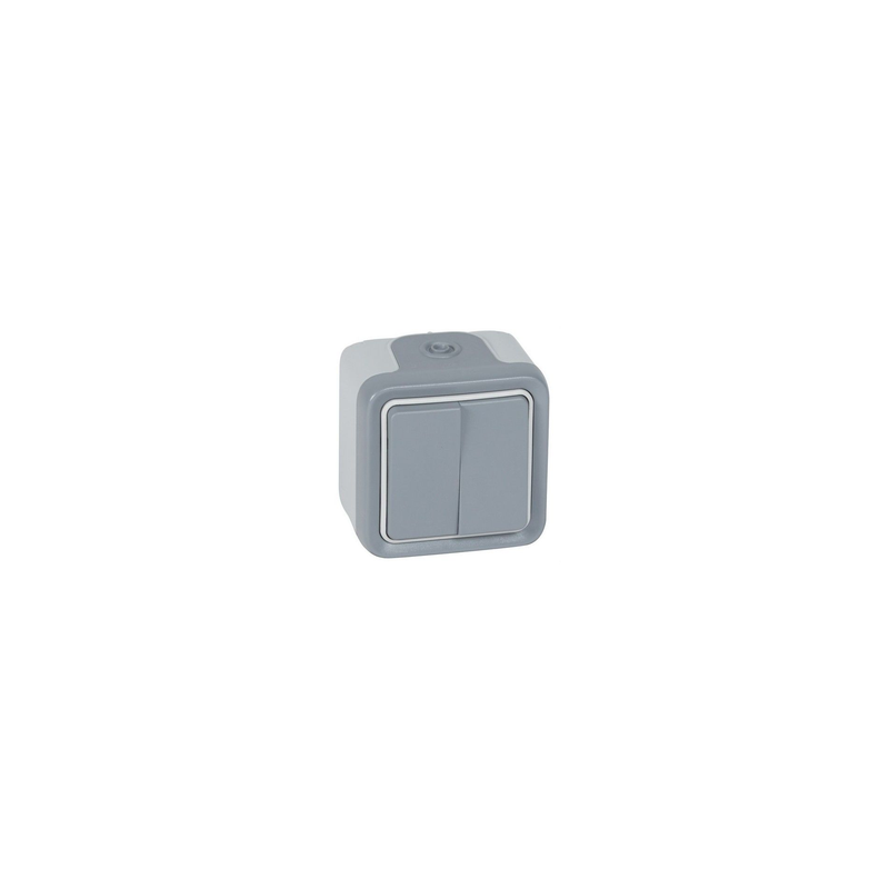 Interrupteur double va-et-vient IP55 Plexo gris