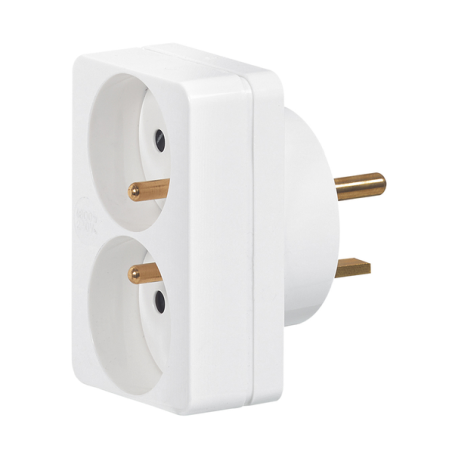 Adaptateur 2 fiches 2p+t 16a sur prise 20a