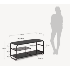 Meuble tv métal noir acier 98x46cm