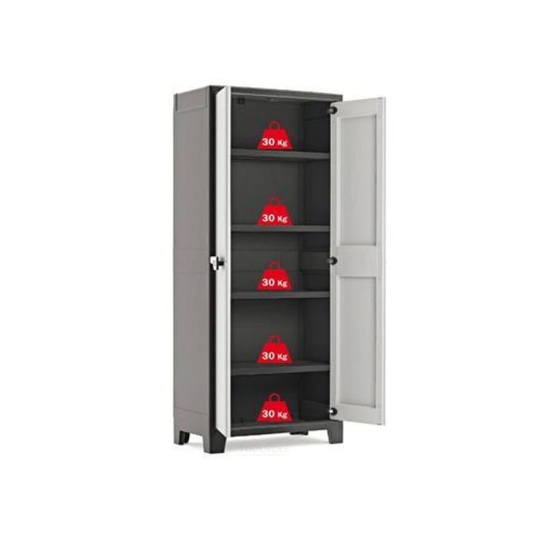 Armoire haute plastique 4 étagères 182x80x44cm