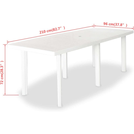 Table avec rallonge blanc 210x72x96cm