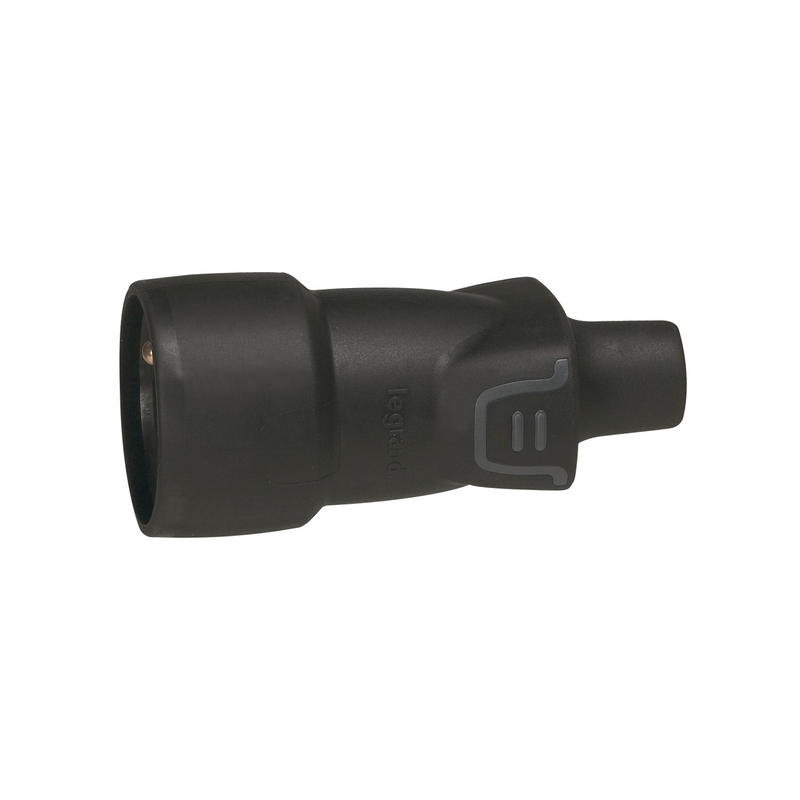 Fiche femelle caoutchouc 16A 2p+t IK08 IP44 noir