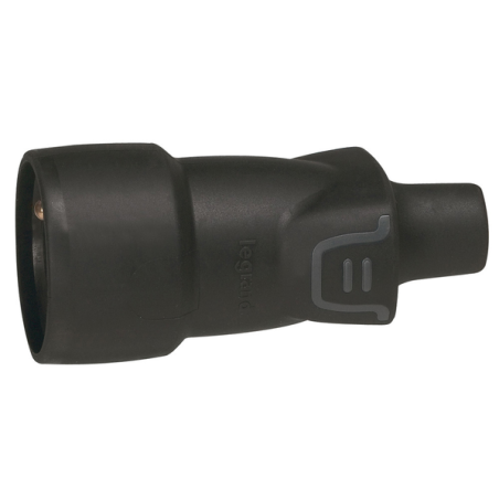 Fiche femelle caoutchouc 16A 2p+t IK08 IP44 noir