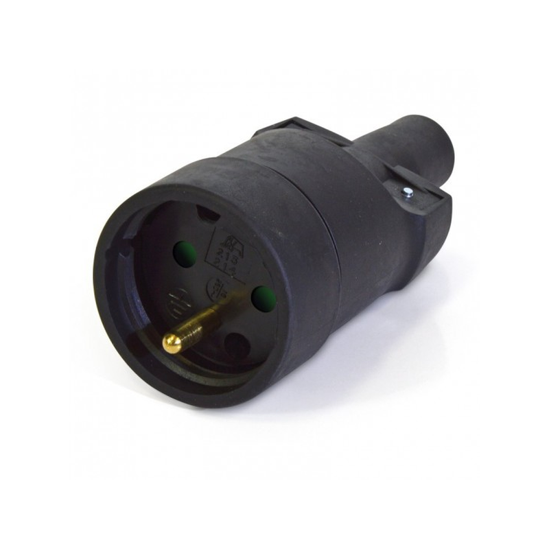 Fiche femelle caoutchouc 16A 2p+t IP40 noir