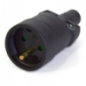 Fiche femelle caoutchouc 16A 2p+t IP40 noir