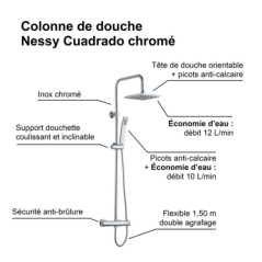 Colonne de douche nessy cuadrado avec robinetterie