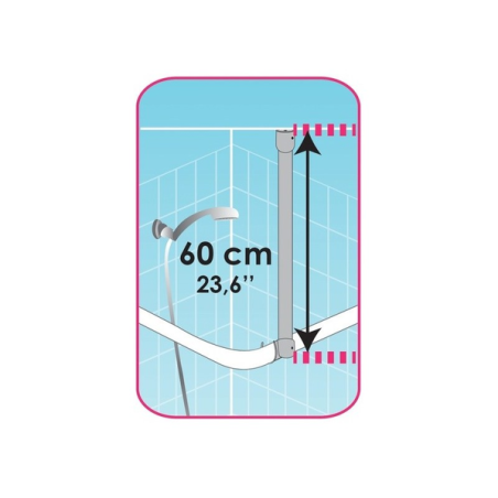 Suspente Tringle de douche 60cm aluminium chromé
