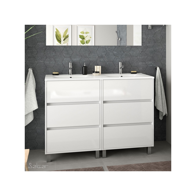 Meuble + vasque + miroir + applique LED