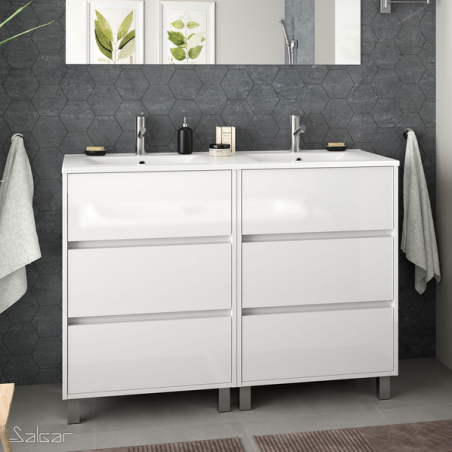Meuble + vasque + miroir + applique LED