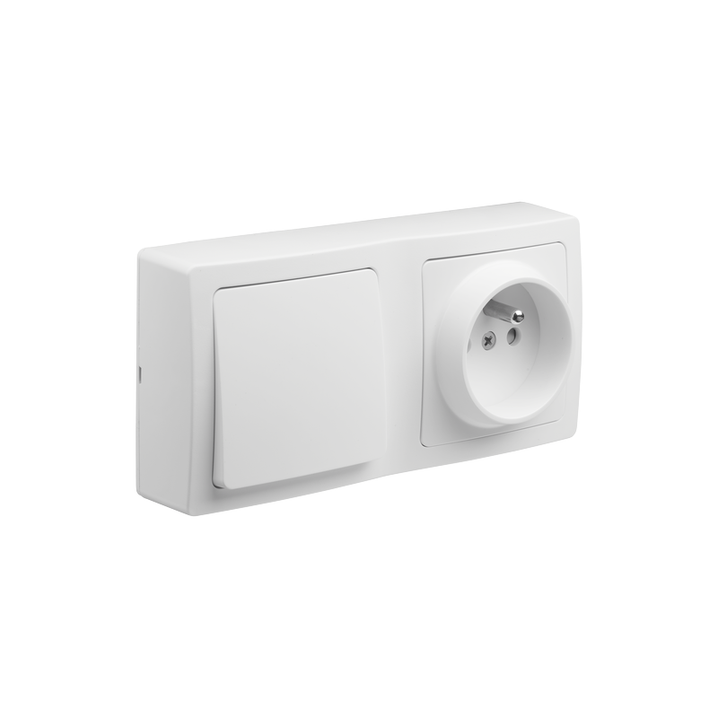Interrupteur va-et-vient + prise 2p+t blok duo