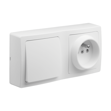 Interrupteur va-et-vient + prise 2p+t blok duo