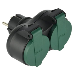 Biplite 2x16A 2p+t ip44 noir/vert