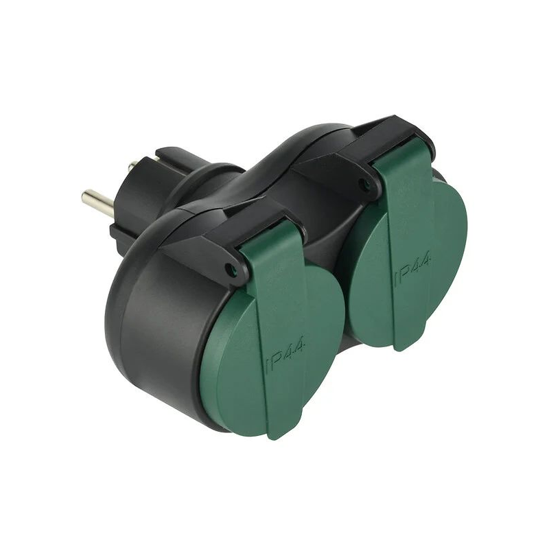 Biplite 2x16A 2p+t ip44 noir/vert