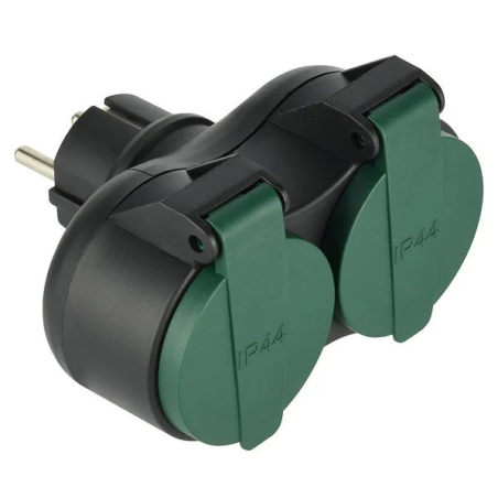 Biplite 2x16A 2p+t ip44 noir/vert