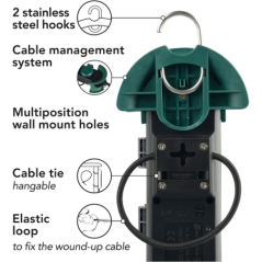 Bloc multiprises 3 prises 3m IP44 pro noir/vert