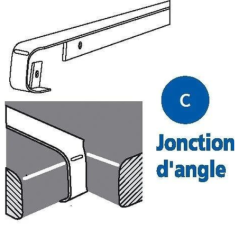 Profil pour plan de travail 28mm L.67cm jonction angle alu