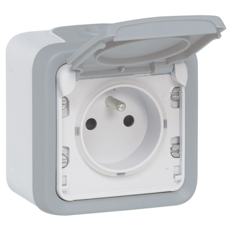 Prise de courant 2p+t IP55 Plexo gris